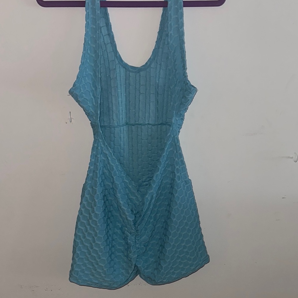 Textured Blue Romper - Picture 5 of 7
